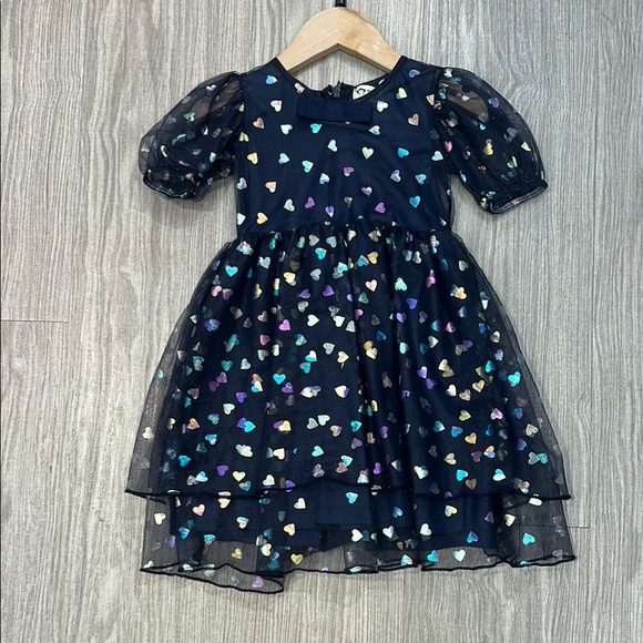 Navy Dress with Colorful Heart Pattern - Picture 1 of 1